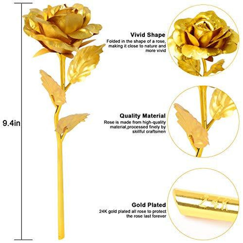 24K Artificial Rose Gold Flower Gift for Girlfriend Wife Mom
